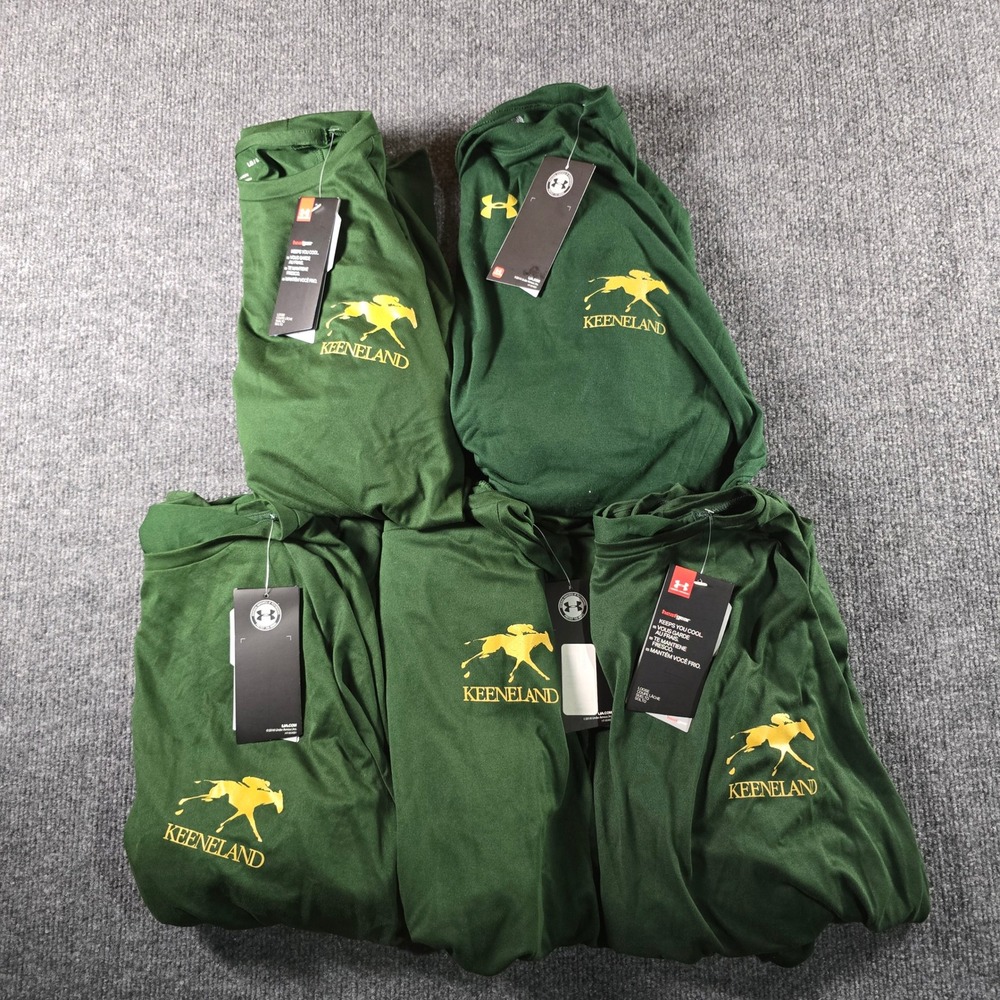Lot of 5 Under Armour Mens HeatGear Tech Tee Keeneland Large NWT 1 Short 4 Long
